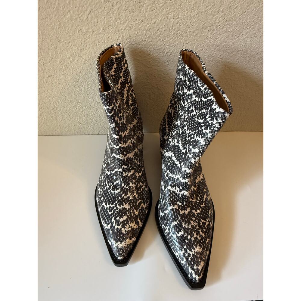 NWT Isabel Marant Snakeskin Print Ankle Boots Black Women's Size 37 / US 6.5 - Picture 2 of 5
